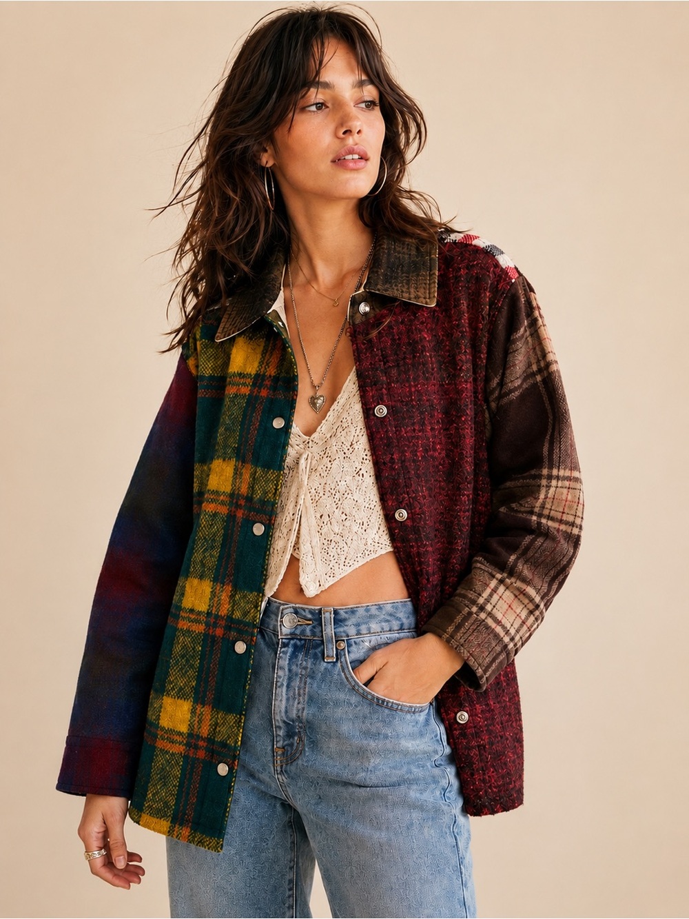 Free People Carleen Ardmore Plaid Jacket Size S